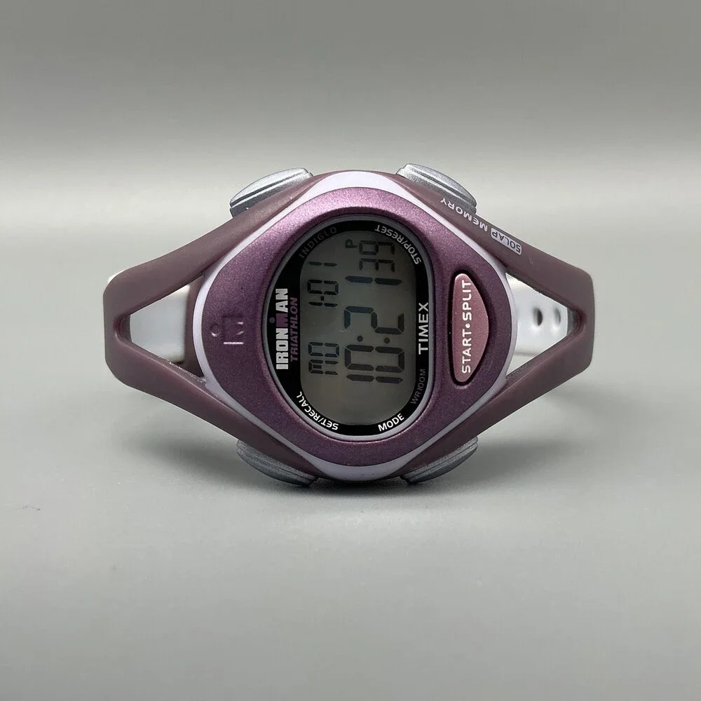 Timex Ironman Triathlon Women Watch 34mm Gray Digital Purple Indiglo New Battery